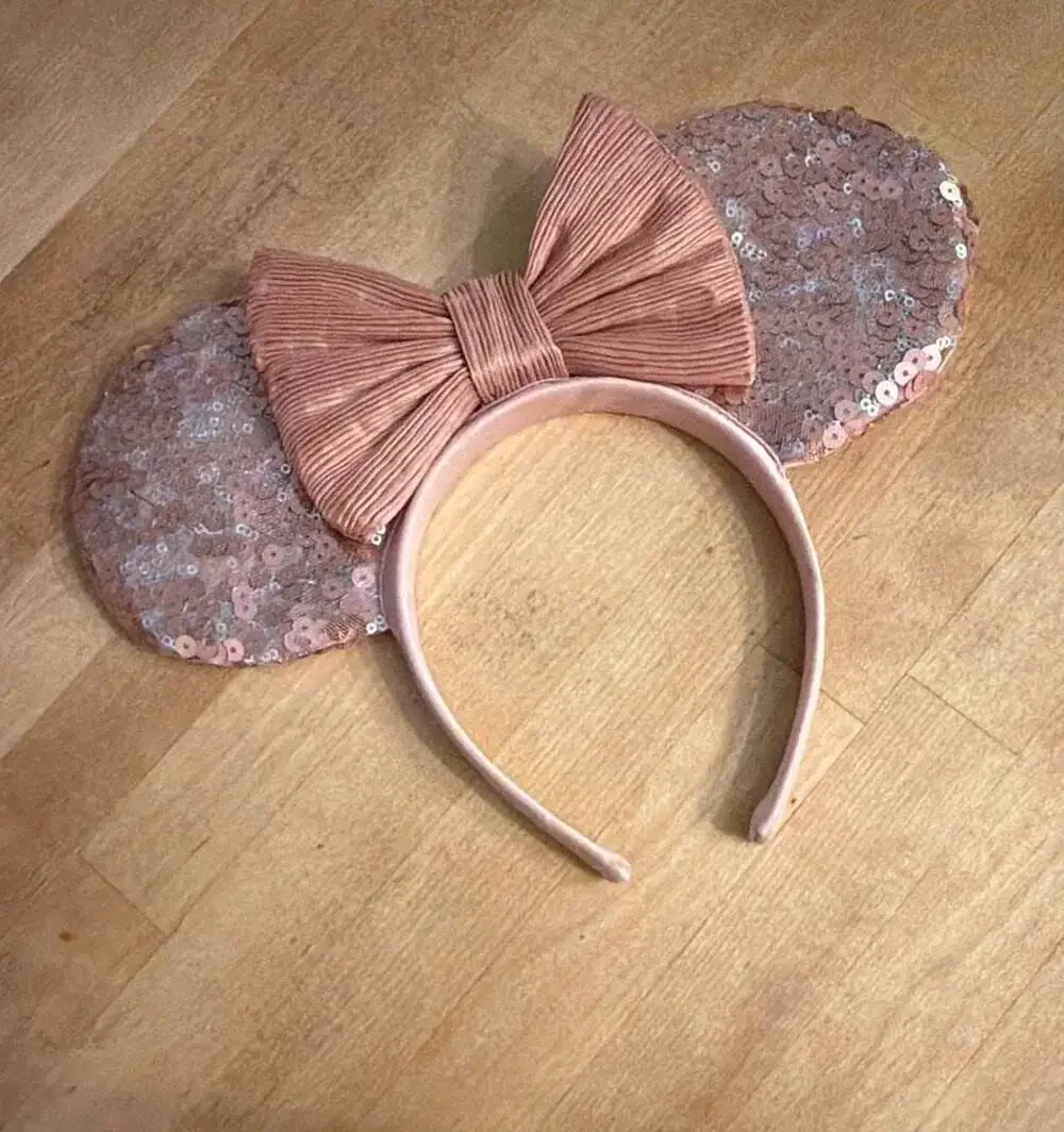 Disney Minnie Mouse Rose Gold Sequin Headband Ears